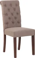 TPFLiving Esszimmerstuhl Lisbon Stoff Gestell Kautschukholz braun taupe