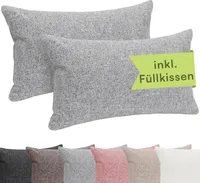 Selfitex 2er Set 30x50 cm, Sofakissen mit Füllung und Bezug, Dekokissen mit weicher Kissenfüllung, robuster Polsterstoff, Farbe: Grau