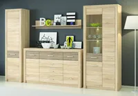 Wohnzimmer Komplett - Set G Mesquite, 4-teilig, Farbe: Sonoma Eiche hell / Sonoma Eiche Trüffel