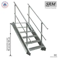 6 Stufen Stahltreppe beidseitig. Geländer Breite 60cm Geschosshöhe 90-120cm