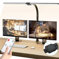 Monitor Lampe LED Schreibtischlampe mit Klemme und Fernbedienung 24W Augenschutz Tischlampe Leselampe Klemmleuchte Buerolampe mit 5 Lichtfarbe und Helligkeit  für Haus, Büro, Lesen, Studie