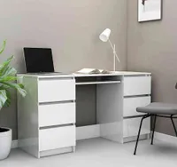vidaXL Psací stůl vysoký lesk bílý 140x50x77 cm Dřevěný materiál