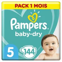 Pampers Windeln Größe 5 (11-16kg) Baby-Dry, Junior, 144 Stück, MONATSBOX, bis zu 12 Stunden Rundum-A
