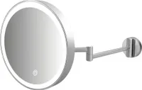 DEUSENFELD WL50EFA - Akku Batterie LED Wand Kosmetikspiegel, 5x Vergrößerung, Ø20cm,  3 einstellbare Lichtfarben, 10 Min. Timer, Dimmer, 3000mAh Lithium Akku, USB, Edelstahl Finish