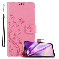 Cadorabo Hülle für Samsung Galaxy A20s Schutz Hülle in Rosa Schutzhülle Handy Hülle Etui Case Blumen Flower