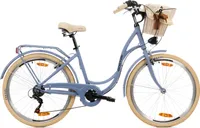 Goetze Mood 26 | 17 Zoll ALU City Bike, Damen Komfortfahrrad, 6- Gang Shimano, V-Brake Bremsen, Korb mit Bezug!