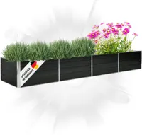 DELUKE® Hochbeet für Garten OSKAR Anthrazit | 320x80x45cm | Verzinkter Stahl | Wetterfest | Gartenbeet Kräuterbeet Blumenbeet Beet hoch Frühbeet für Garten Gemüsebeet