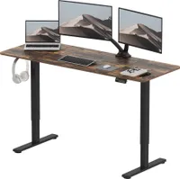 SANODESK Elektryczne biurko z regulacją wysokości 160 x 60 cm, ergonomiczny blat, biurko do pracy siedzącej, biurko komputerowe, łatwy montaż (brązowy)