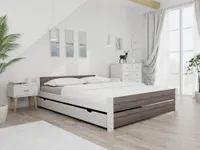 Postel IKAROS DOUBLE 160 x 200 cm, bílá/dub lanýž Rošt: S lamelovým roštem, Matrace: Matrace Somnia 17 cm