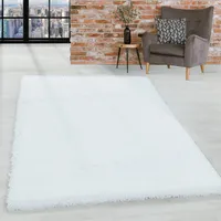 Homebyhome Hochflor Teppich Uni Einfarbig Modern Shaggy Teppich Wohnzimmer Flauschig Weich Preishammer, Weiss, 120x170 cm