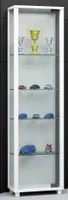 VCM Glasvitrine stehend | Vitrine Glas mit ESG-Sicherheitsglas | Maße ca. H. 115 x B. 33 x T. 18 cm | Standvitrine Glas | Modern und platzsparend | Glas Vitrinenschrank – Edana Mini