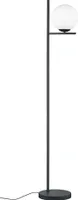 Stehleuchte, Glaskugel, weiß, schwarz-matt, H 150 cm