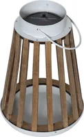 Star Trading Solar Laterne Catania, LED, Holz, Outdoor, Metall, Warmweiß, Dämmerungssensor, 28 cm