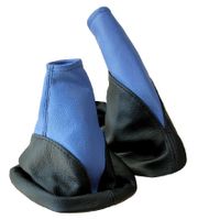 Schaltsack und Handbremsmanschette blau schwarz passend für OPEL CORSA C 100% ECHT LEDER