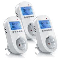 BEARWARE 3x Steckdosen Thermostat für Heiz & Klimageräte Individuell programmierbar / LCD-Display