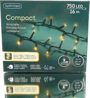 Lumineo LED Lichterkette Compact Warmweiß / Klassisch Warm 750 LED 16 Meter