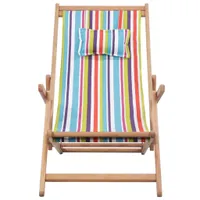 vidaXL Strandstuhl Klappbar Stoff und Massivholz Mehrfarbig