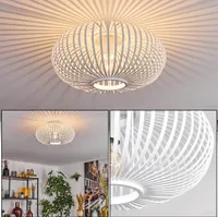 Aidone Deckenlampe aus Metall/Bambus in Weiß