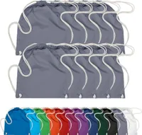 10er PACK Baumwoll Turnbeutel Sportbeutel Zuziehbeutel Sack Schuhbeutel Rucksack Gym Sack, in Farbe: Grau