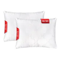 EVE Textile® Kopfkissen 2er Set 50x70 cm Bis 60° Waschbar Steppkissen Schlaf-Kissen mit abnehmbarem Bezug & hochwertiger Kissenfüllung Bett oder Deko