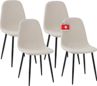Albatros Esszimmerstuhl BARI mit Stoff Bezug, 4er Set Beige, stilvolles Vintage Design, belastbar mit 110Kg, Polsterstuhl - Moderner Küchenstuhl