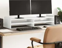 vidaXL Podstawa pod monitor biała 100x27x20 cm Materiał drewnopochodny
