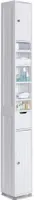 VOUNOT® Badezimmerschrank Hoch mit 2 Türen und 1 Schublade, Badschrank Schmal, Badezimmer Hochschrank, 20x20x180cm, Weiss