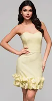 Ombre Kurzes Abendkleid mit Rüschen und Blütendetai gelb XS