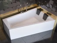 BADLAND Eckbadewanne Rechteck Badewanne Intima für zwei Personen RECHTS 180x125 mit Ablaufgarnitur und Füßen GRATIS ohne Verkleidung ohne Kopfstützen