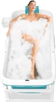 YUENFONG Faltbare Badewanne Erwachsene Klappbadewanne Mit Abdeckung Massagerollen Thermometer Abnehmbare Bezug Kann Hände Zeigen Begasung(132×61×54cm)