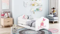 Happy Babies Kinderbett - Mit Matratze & Schublade und Rausfallschutz, 80x160, Mädchen Kinderbetten & Jugendbett Jungen Kids Bed