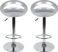Barhocker ABS 360°frei drehbar höhenverstellbar mit Fußstütze für Küche | Grau | 2er-Set