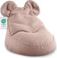 Kinder Sitzsack „MIKI“ mit Ohren - Bequem, Montessori Sitzkissen für Kinderzimmer (Rosa,68/68/50 mit Ohren)