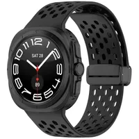 Pro Samsung Galaxy Watch Ultra 47mm silikonový magnetický řemínek Black