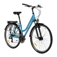 Dámské trekingové kolo ATTABO Trekking modré 17" s lehkým hliníkovým rámem, odpruženou vidlicí SR Suntour, 21 rychlostí