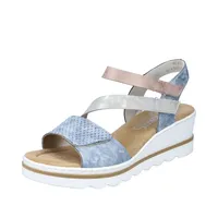 Rieker Damen Sandalen Keilabsatz Klettverschluss 67454, Größe:41 EU, Farbe:Blau