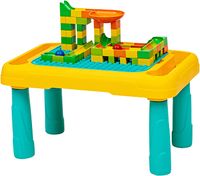 3-in-1 Multifunktionaler Spieltisch Set Bautisch mit 300 Bausteine & 2 Stühlen 