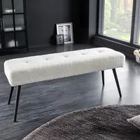 riess-ambiente Design Sitzbank BOUTIQUE 100cm weiß Bouclé schwarze Metallbeine Polsterbank Bank