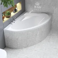BADLAND Eckbadewanne Badewanne Marea RECHTS 160x100 mit Ablaufgarnitur, Füßen und Styroporverkleidung GRATIS