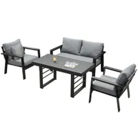 MeXo Gartenlounge-Set Gartenmöbel Set Aluminium Loungeset für Terrasse Balkon, (4-tlg.）wetterfest Sitzgruppe Essgruppe Gartengarnitur für 3-4 Personen