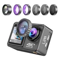 Lipa AT-S81ER 4K Action Kamera IPS Wifi - Action Cam - Unterwasserkamera 30M - Alternative GoPro - 21 Zubehör kit - Mit 5 Objektivfiltern