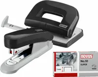 Novus Twinset Heftgerät E15/ Locher E 210 schwarz/grau, im Blister