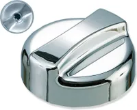 Drehexcenter-Kappe neutral - rund 44 mm x 30 mm hoch - Kunststoff in Chrom-Optik - Drehknopf  Ersatzteil für Küchenspülen mit Excenterventil