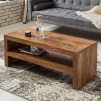 FineBuy Couchtisch Massiv-Holz Durban 110cm Wohnzimmer-Tisch braun Landhaus-Stil