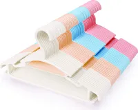 48 Kleiderbügel für Babys, rutschfest, langlebig, Kleiderbügel aus Kunststoff, für Kinder und Babys, Kleiderbügel in mehreren Farben, für Hosen, Mantel, Rock, 27,5 cm, Blau/Weiß/Rosa/Champagner