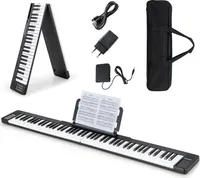 KOMFOTTEU Skládací klaviatura 88 kláves, digitální piano s funkcí MIDI a Bluetooth, přenosná elektronická klaviatura včetně tašky na piano, elektrické piano černé pro začátečníky