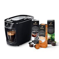 Tchibo Cafissimo mini Kaffeemaschine Kapselmaschine inkl. 30 Kapseln für Caffè Crema, Espresso und Kaffee, Schwarz