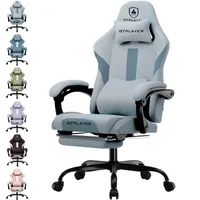 GTPLAYER Herní židle Ergonomické herní křeslo Kancelářská židle s látkovým povrchem Prodyšná kancelářská židle Pružinový sedák s podnožkou šedý