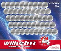 50 x CR2032 Lithium Knopfzelle Wilhelm 2032 Bulk