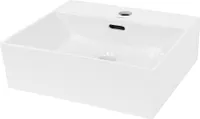 LuxeBath Waschbecken Aufsatzwaschbecken Eckig, 41,5x36x13 cm, Weiß, aus Keramik